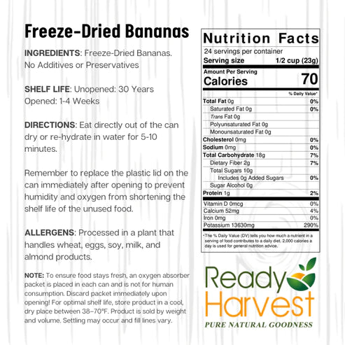 Banana Freeze Dried | Emergency Food Supply