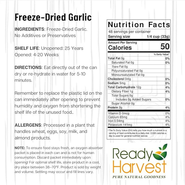 Garlic Freeze Dried Emergency Preparedness