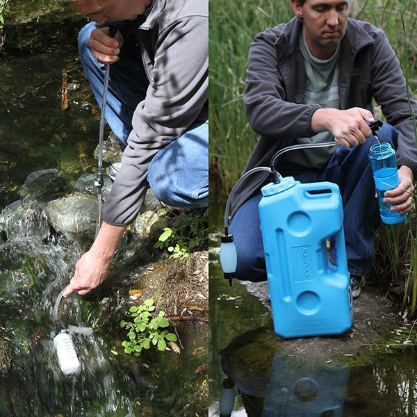 Lifestyle images of using sagan aquabrick water filtration kit